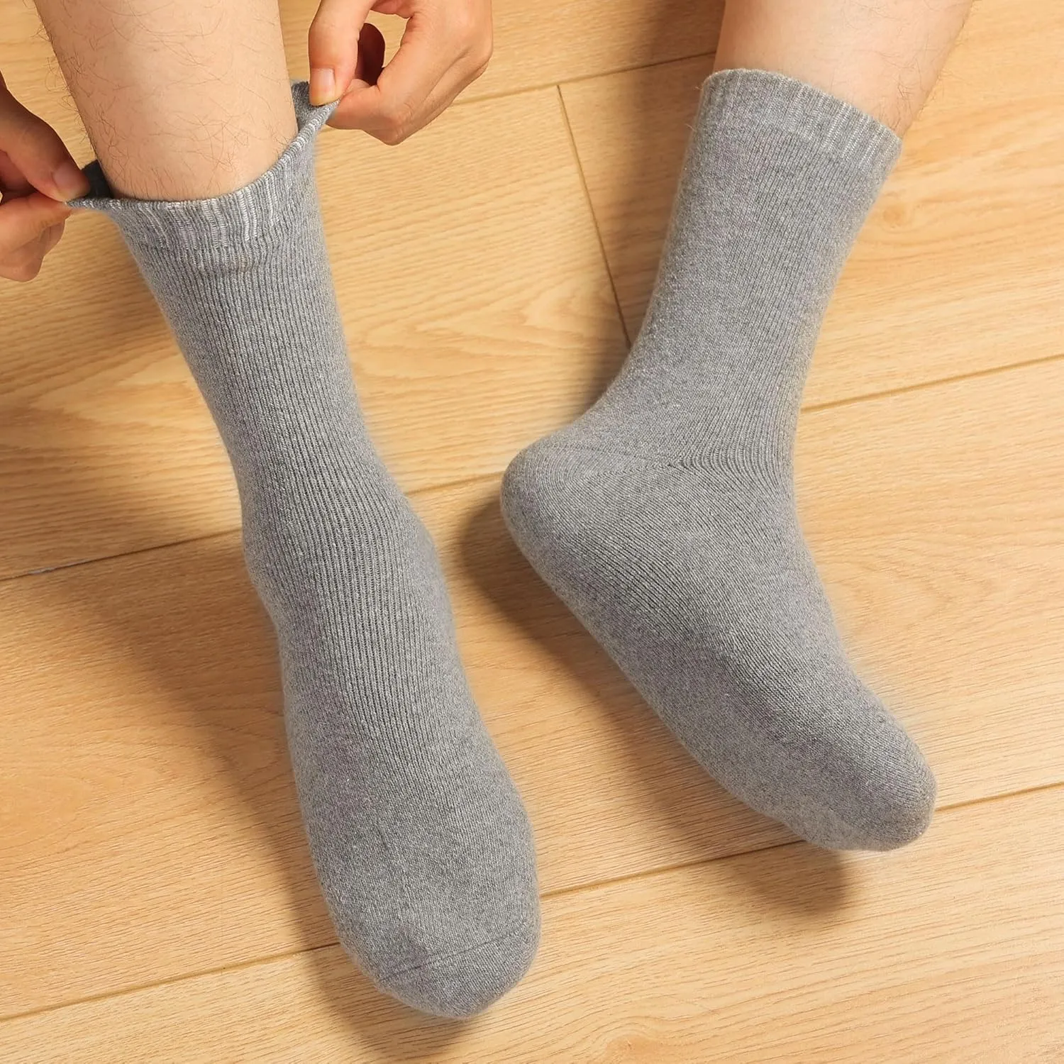 Wool Socks Mens, Warm Crew Merino Thermal Thick Hiking Boot Socks for Cozy Soft for Cold Weather 5 Pairs