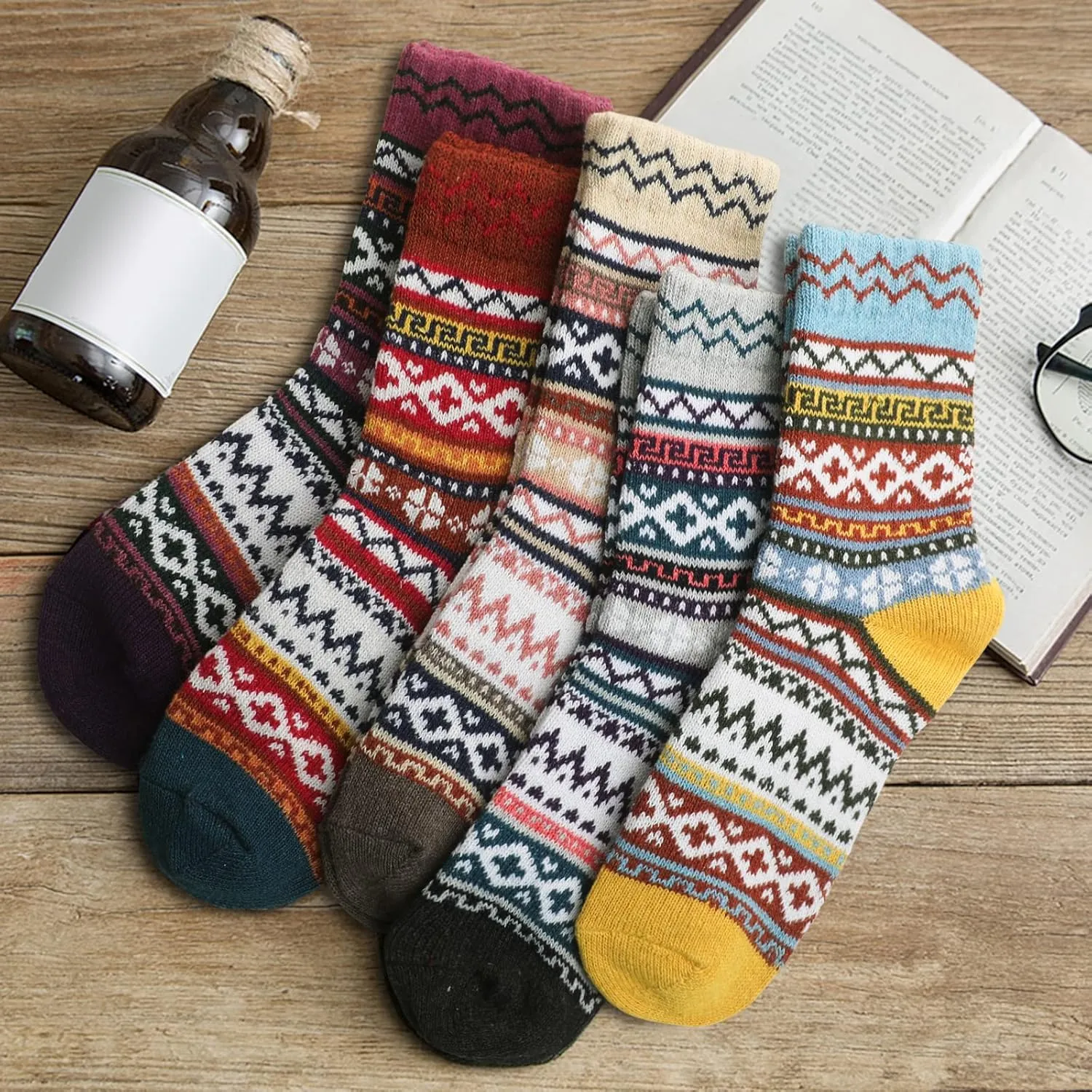 Wool Socks - Vintage Winter Warm, Soft Cozy, Thick Knit Boots Socks Gifts for Women Men