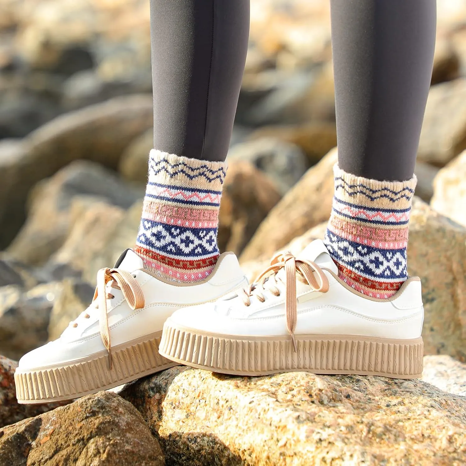 Wool Socks - Vintage Winter Warm, Soft Cozy, Thick Knit Boots Socks Gifts for Women Men