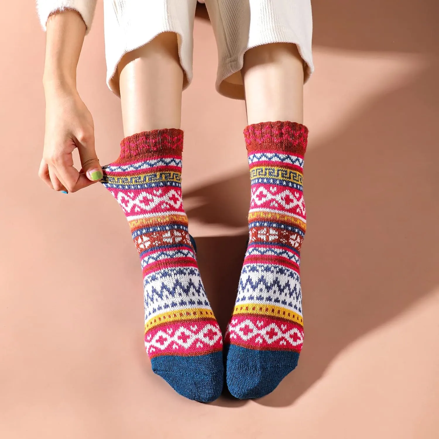 Wool Socks - Vintage Winter Warm, Soft Cozy, Thick Knit Boots Socks Gifts for Women Men