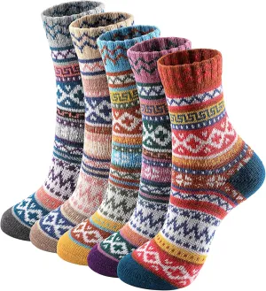Wool Socks - Vintage Winter Warm, Soft Cozy, Thick Knit Boots Socks Gifts for Women Men
