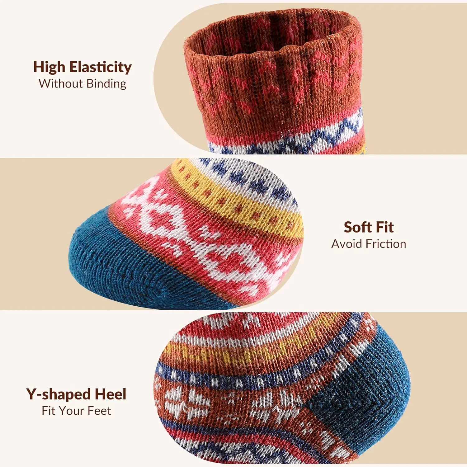 Wool Socks - Vintage Winter Warm, Soft Cozy, Thick Knit Boots Socks Gifts for Women Men