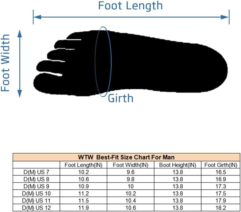 WTW Rubber Rain Boots for Men Multi-Season Mid Waterproof Insulated Neoprene Rubber Outdoor Hunting Boots