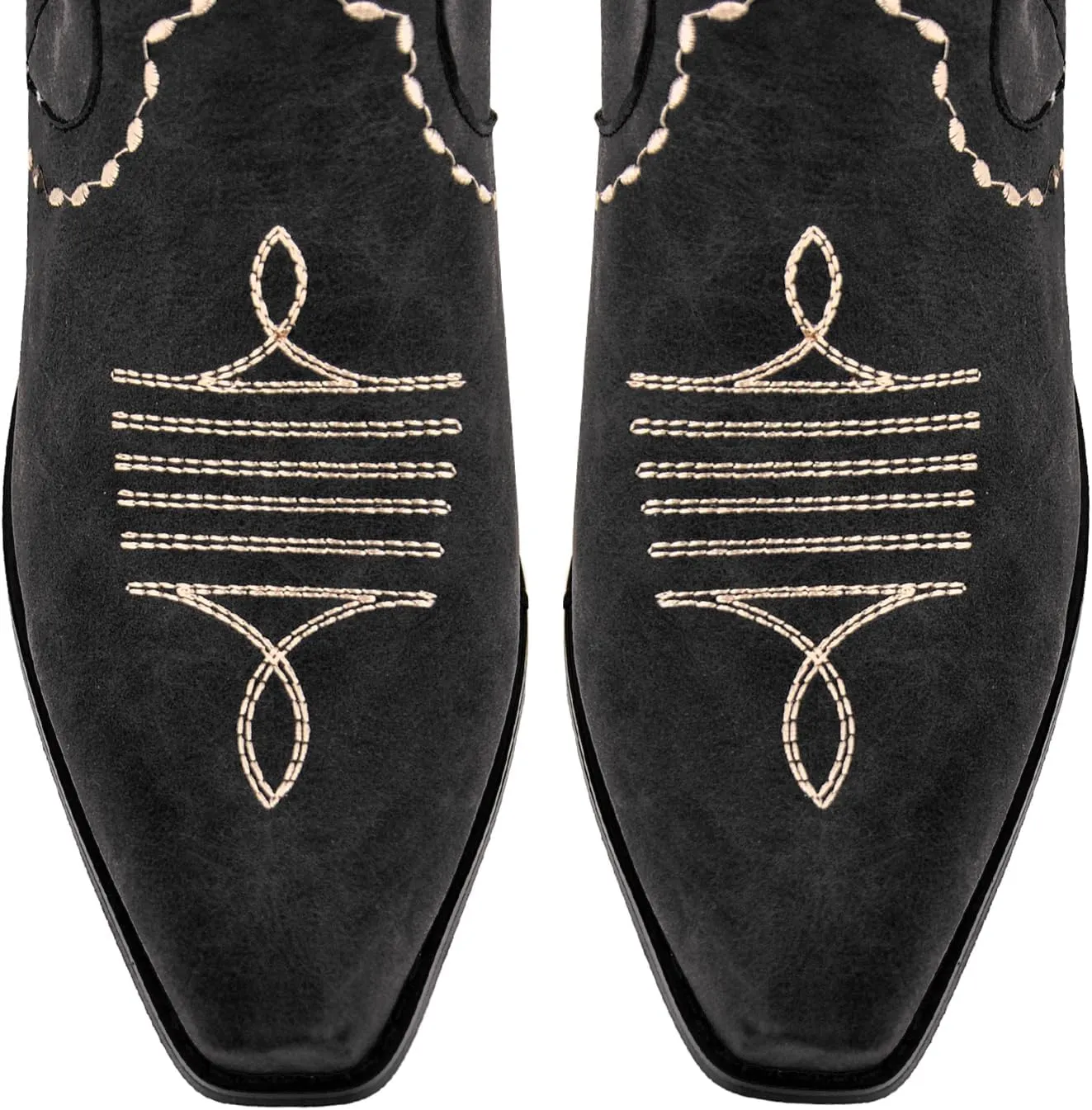 Yolkomo Cowboy Boots for Women Wide Calf Embroidered Western Cowgirl Boots Pointed Toe Over-The-Knee High Lace-Up Boots