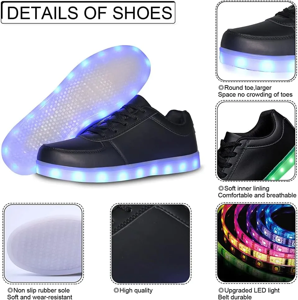 YuanRoad Unisex LED Light Up Shoes with USB Charging Glowing Luminous LED Sneakers