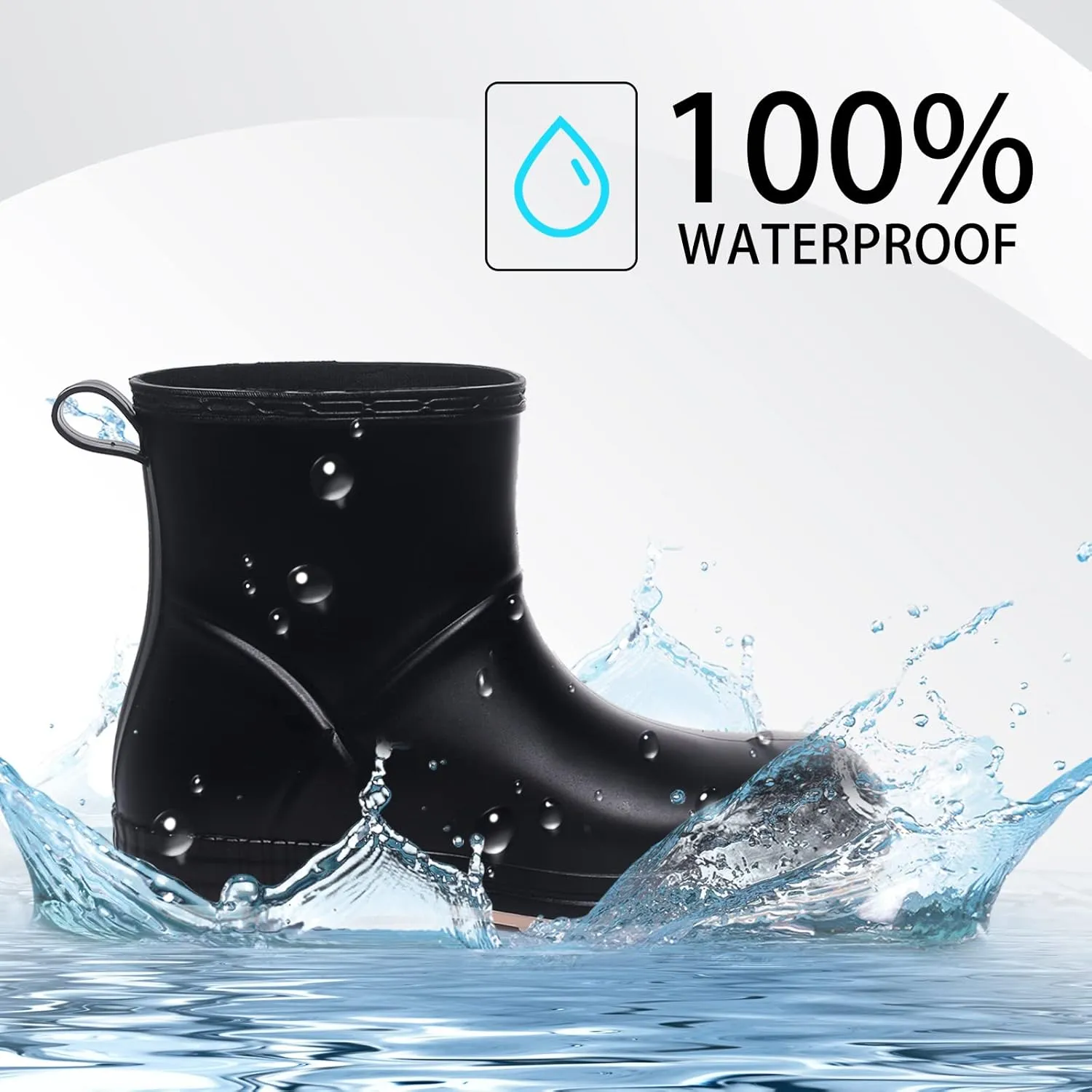 YUHITYGZGS Short Rain Boots for Women and Men, Lightweight Waterproof Garden Boots, Anti-Slip Chelsea Womens Rain Boots, Stylish Mid Heel rubber Ankle Booties with Comfy Insoles for Outdoor