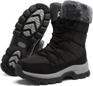 ziitop Womens Winter Snow Boots Waterproof Fur Lined Warm Winter Boots for Women Lace up Mid Calf Outdoor Anti-Slip Shoes for Walking