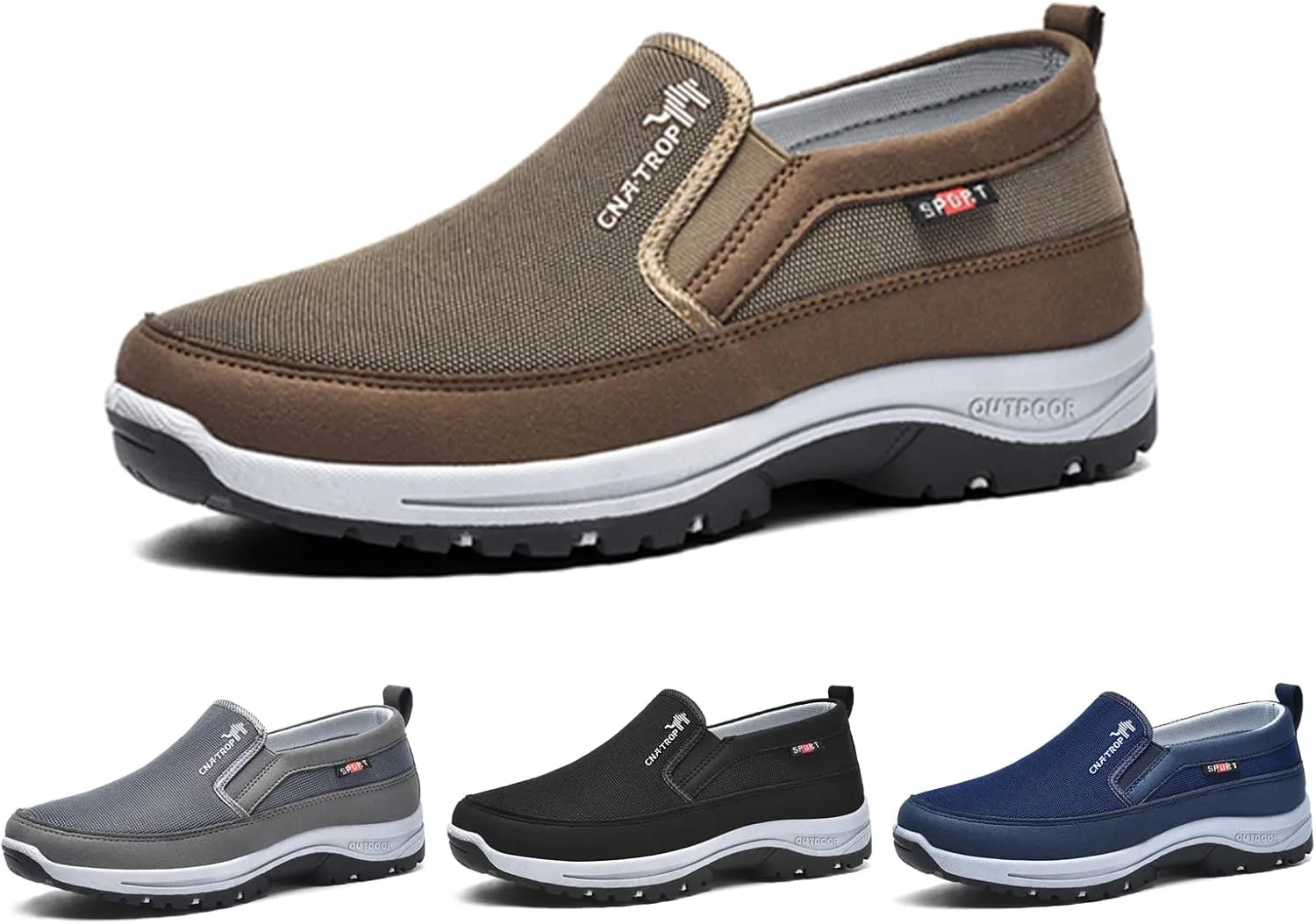 Ztigerz Men's Breathable Mesh Canvas Orthopedic Travel Plimsolls Slip-On Loafers,Comfort Non Slip Outdoor Flats Sneakers Walking Hiking Driving Casual Boat Shoes