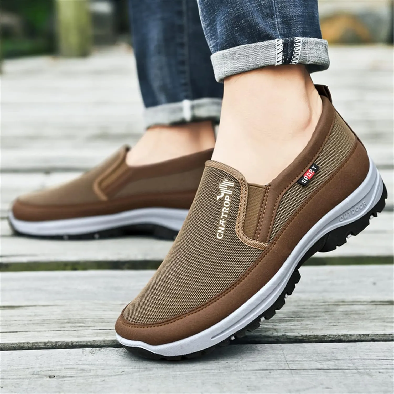 Ztigerz Men's Breathable Mesh Canvas Orthopedic Travel Plimsolls Slip-On Loafers,Comfort Non Slip Outdoor Flats Sneakers Walking Hiking Driving Casual Boat Shoes