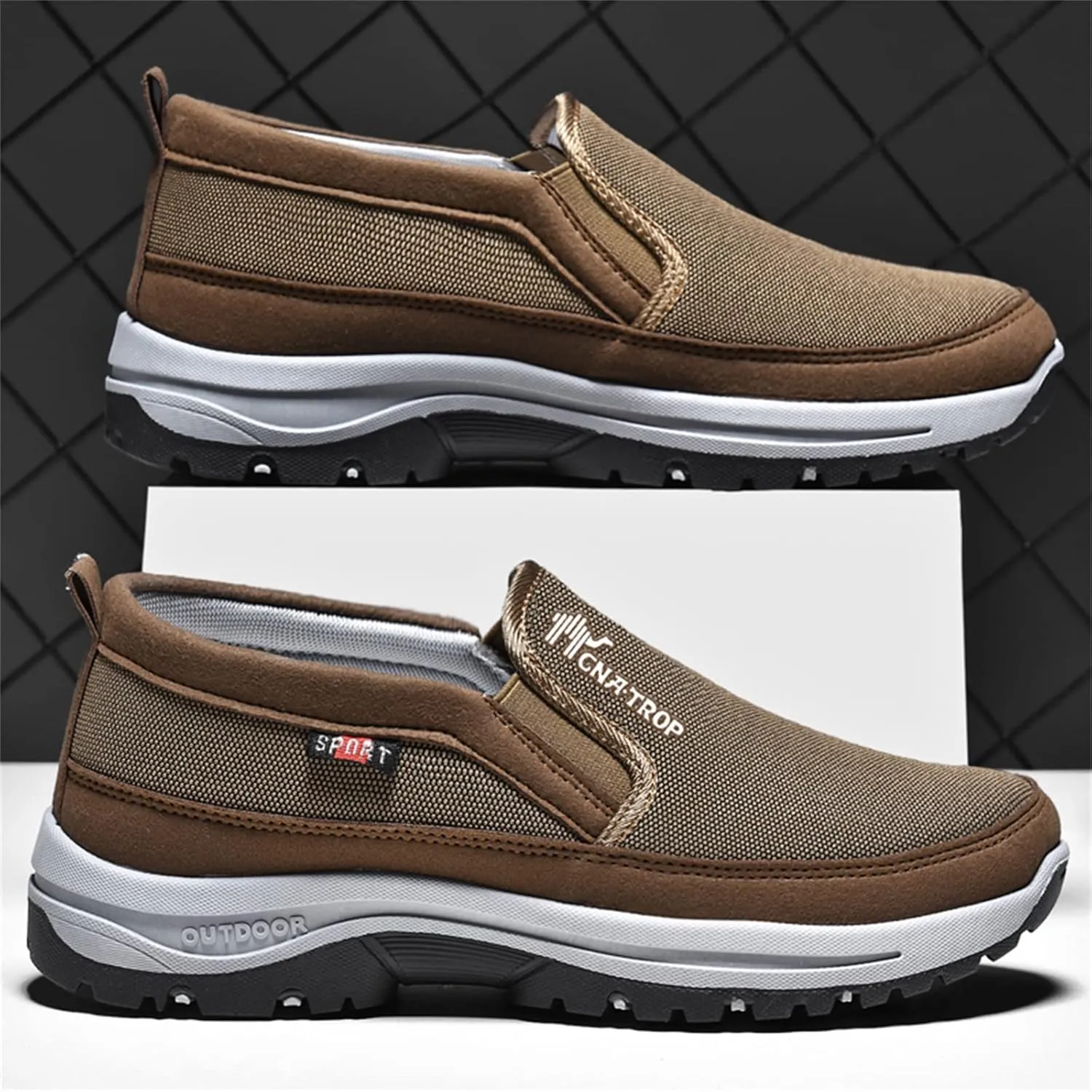 Ztigerz Men's Breathable Mesh Canvas Orthopedic Travel Plimsolls Slip-On Loafers,Comfort Non Slip Outdoor Flats Sneakers Walking Hiking Driving Casual Boat Shoes