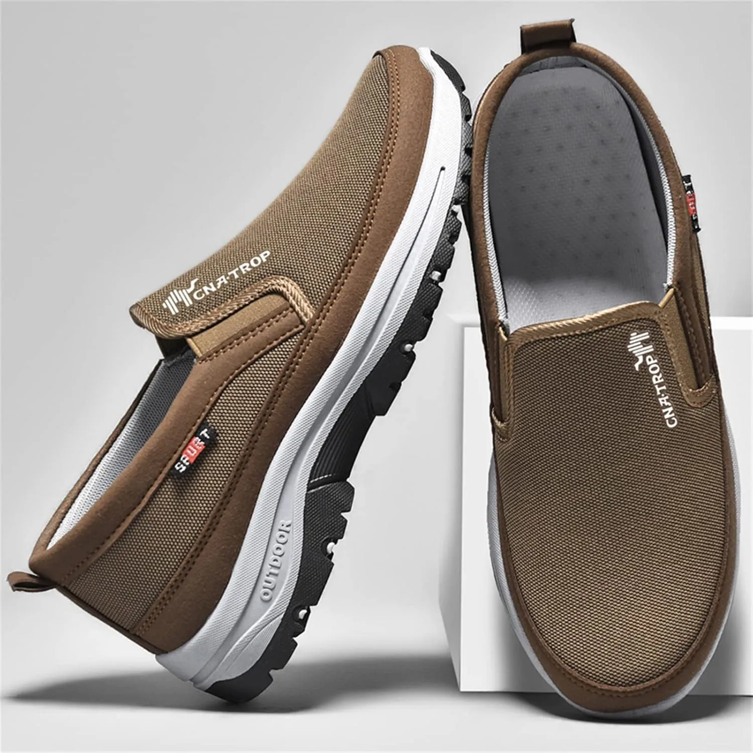Ztigerz Men's Breathable Mesh Canvas Orthopedic Travel Plimsolls Slip-On Loafers,Comfort Non Slip Outdoor Flats Sneakers Walking Hiking Driving Casual Boat Shoes
