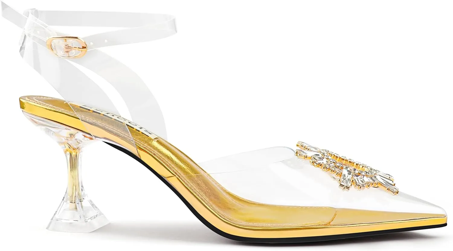Zzheels Women's High Heel Crystal Slingback Pumps Pointed Toe Strappy Sandals for Party Dating