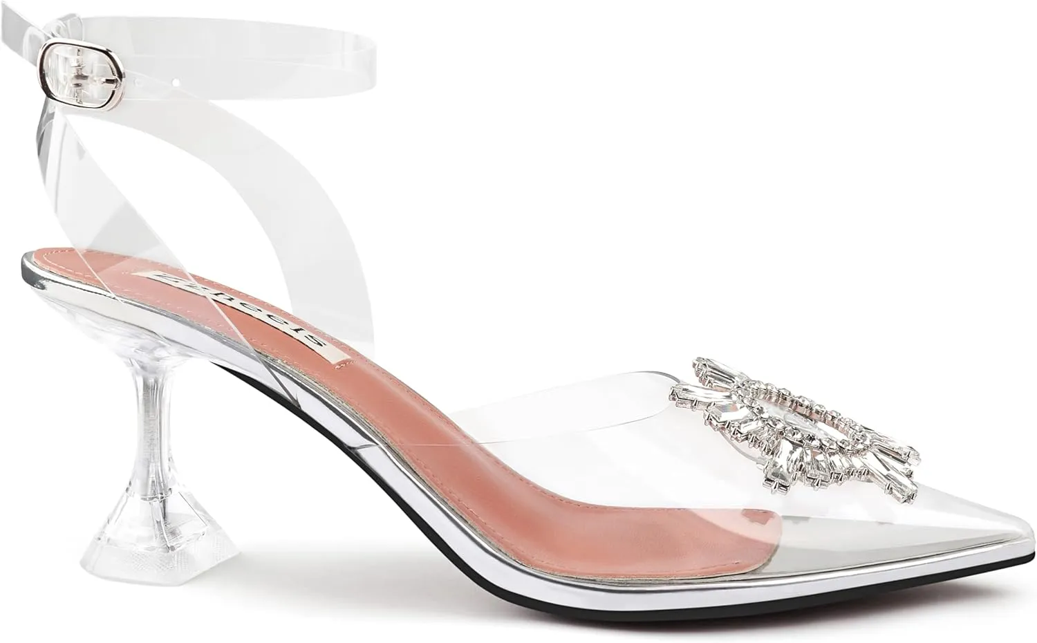 Zzheels Women's High Heel Crystal Slingback Pumps Pointed Toe Strappy Sandals for Party Dating